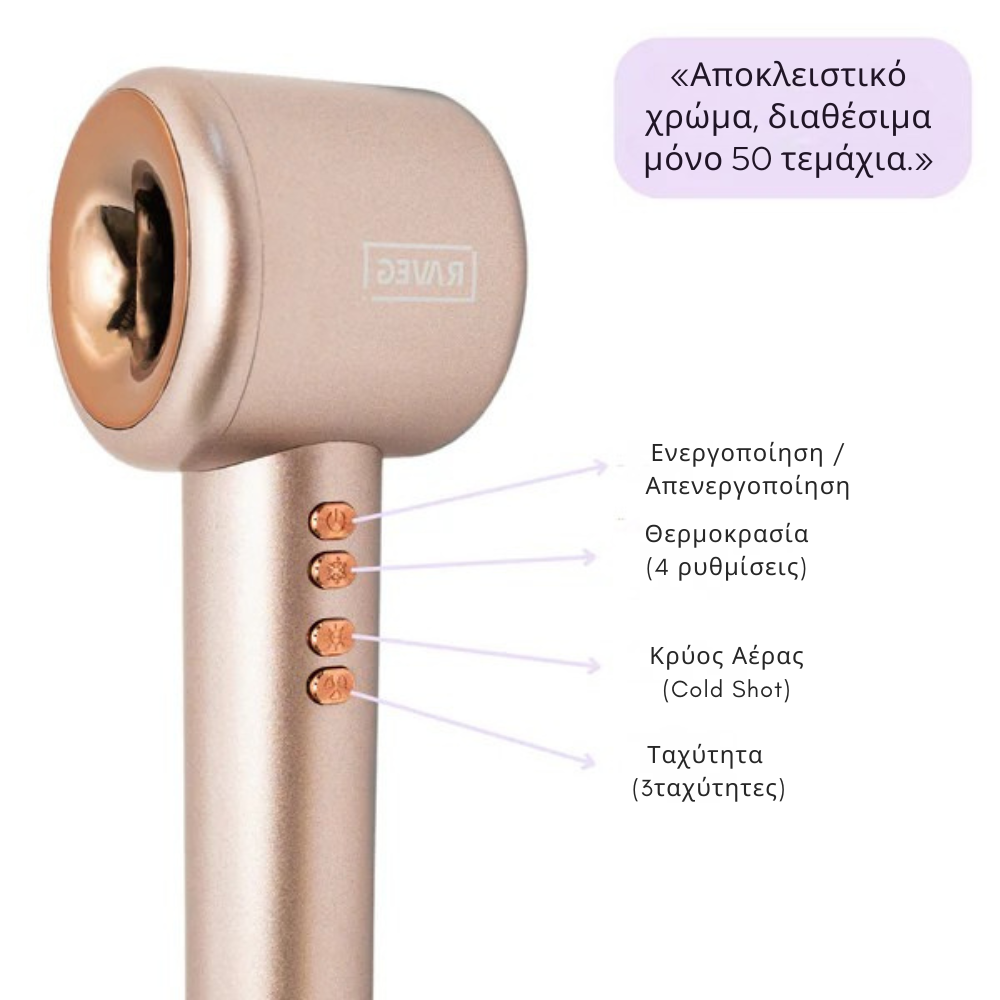 Πιστολάκι Μαλλιών Aureva Ροζ χρυσός – Στεγνώστε τα μαλλιά σας σε χρόνο ρεκόρ με δωρεάν XXL διαχύτη