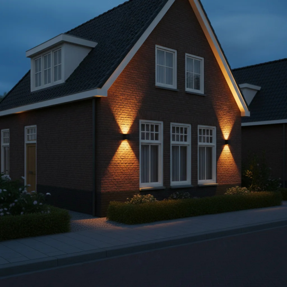 Φωτιστικό τοίχου εσωτερικού και εξωτερικού χώρου – 12 watt – 10×10×10 εκ. – 2700K – τροφοδοσία ρεύματος – μαύρο